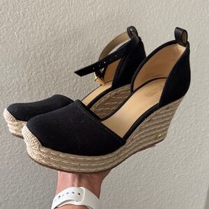Michael Kors Black Wedge Espadrilles